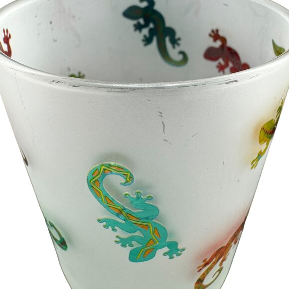 Culver Frosted Whisky Glass feat/ a Gecko or Lizard Pattern - Picture 4 of 5